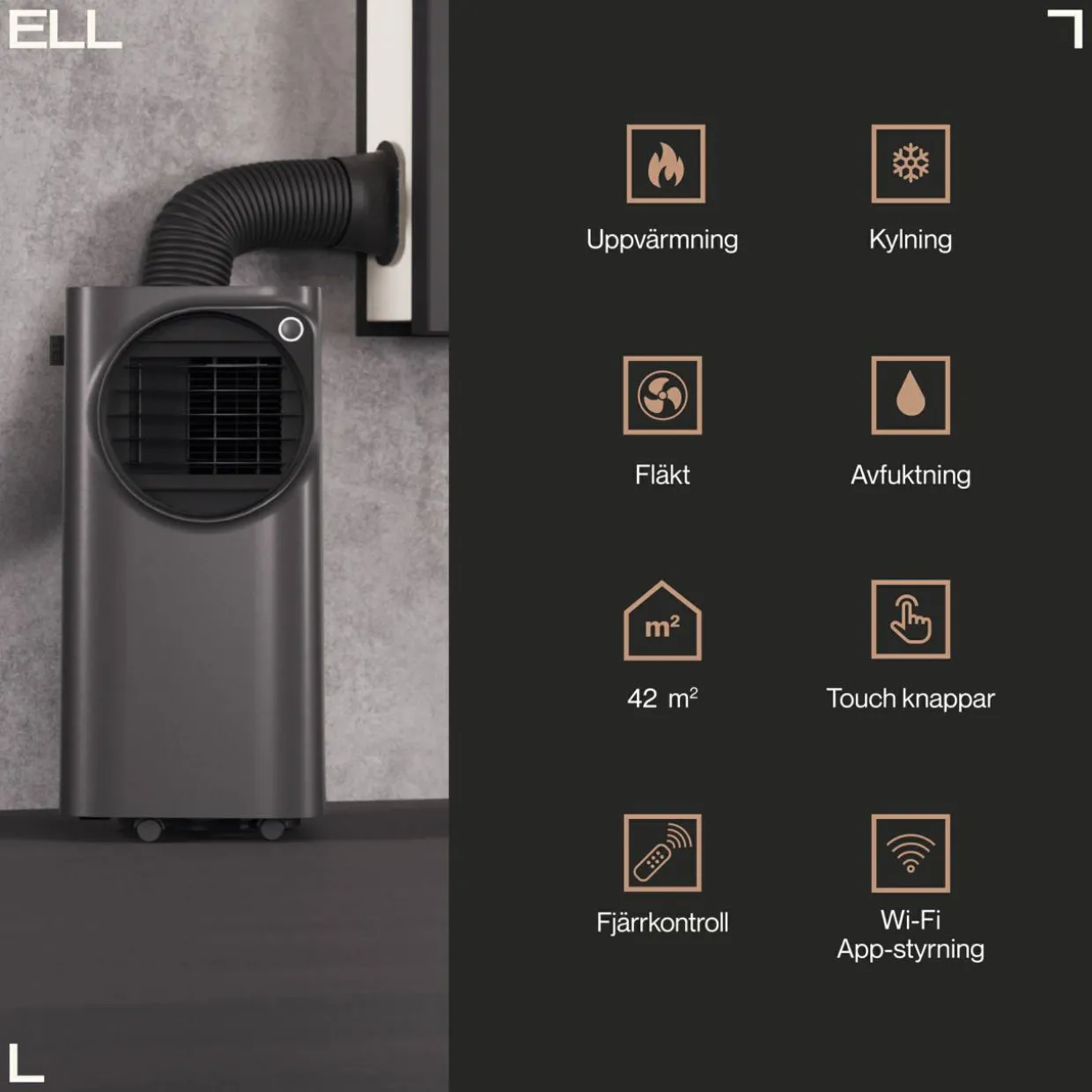 Atmos 12000BTU 4-i-1 Funktion Kyla/Värme/Avfuktning/Ventilation