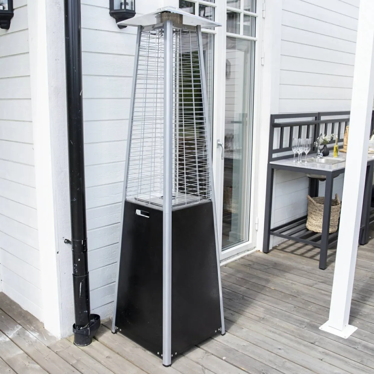 Hottie Square, Stående Gasolvärmare Utomhus i Aluminium