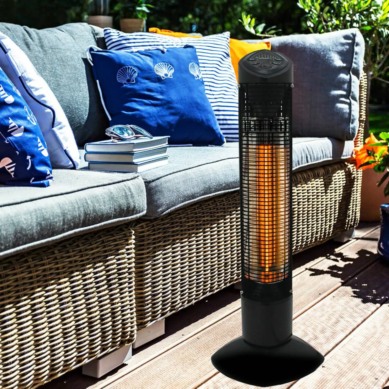 Pisa Terrassvärmare 450/900 W, Svart, IP55-klassad, Stående Design för Balkong & Uteplats