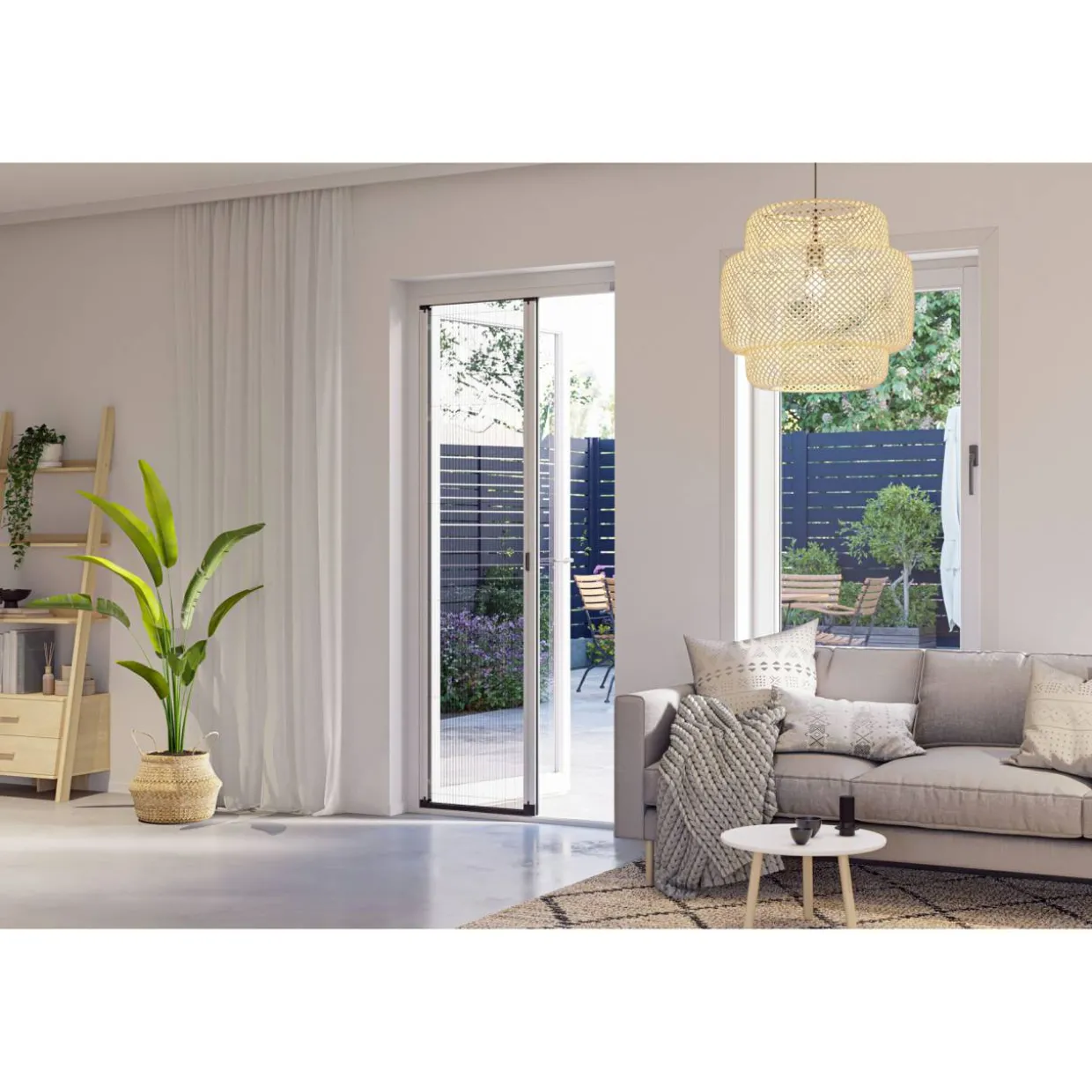 Plisserat Skjutdörr 960X2030-2060 mm Vit