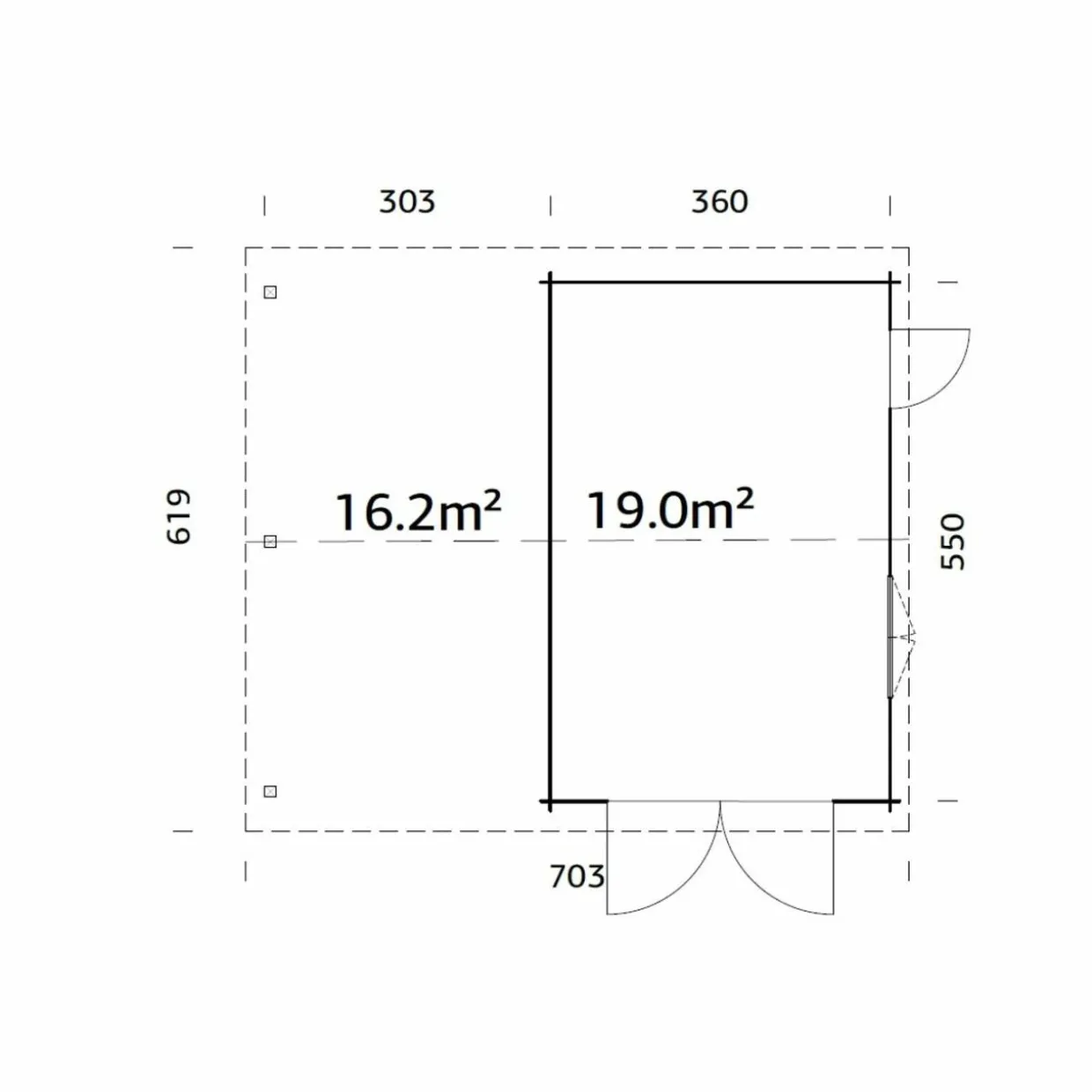 Roger med Carport 36,5 m2 och Slagport