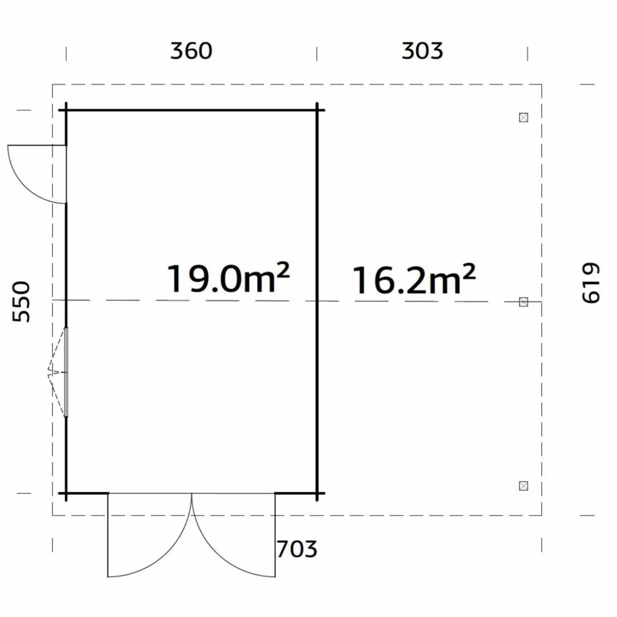 Roger med Carport 36,5 m2 och Slagport