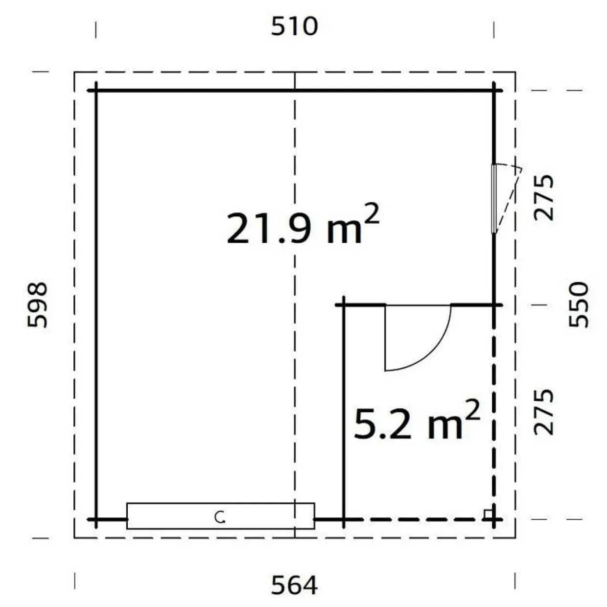 Roger 21,9 m2 med Takskjutport