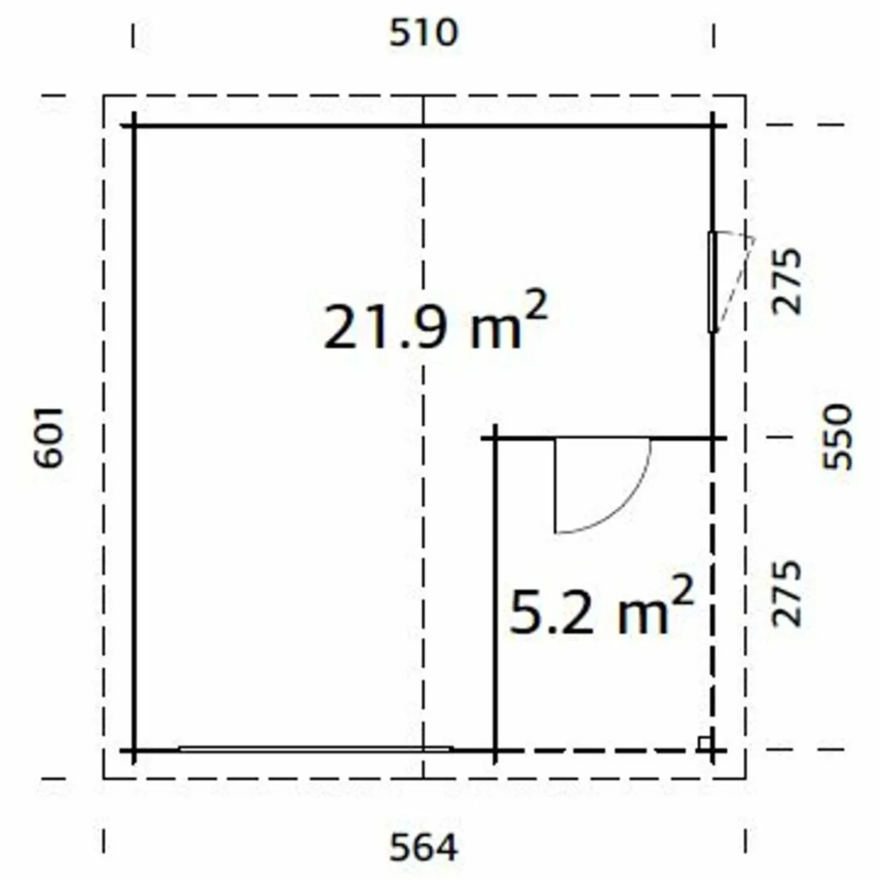 Roger 21,9 m2 utan Port