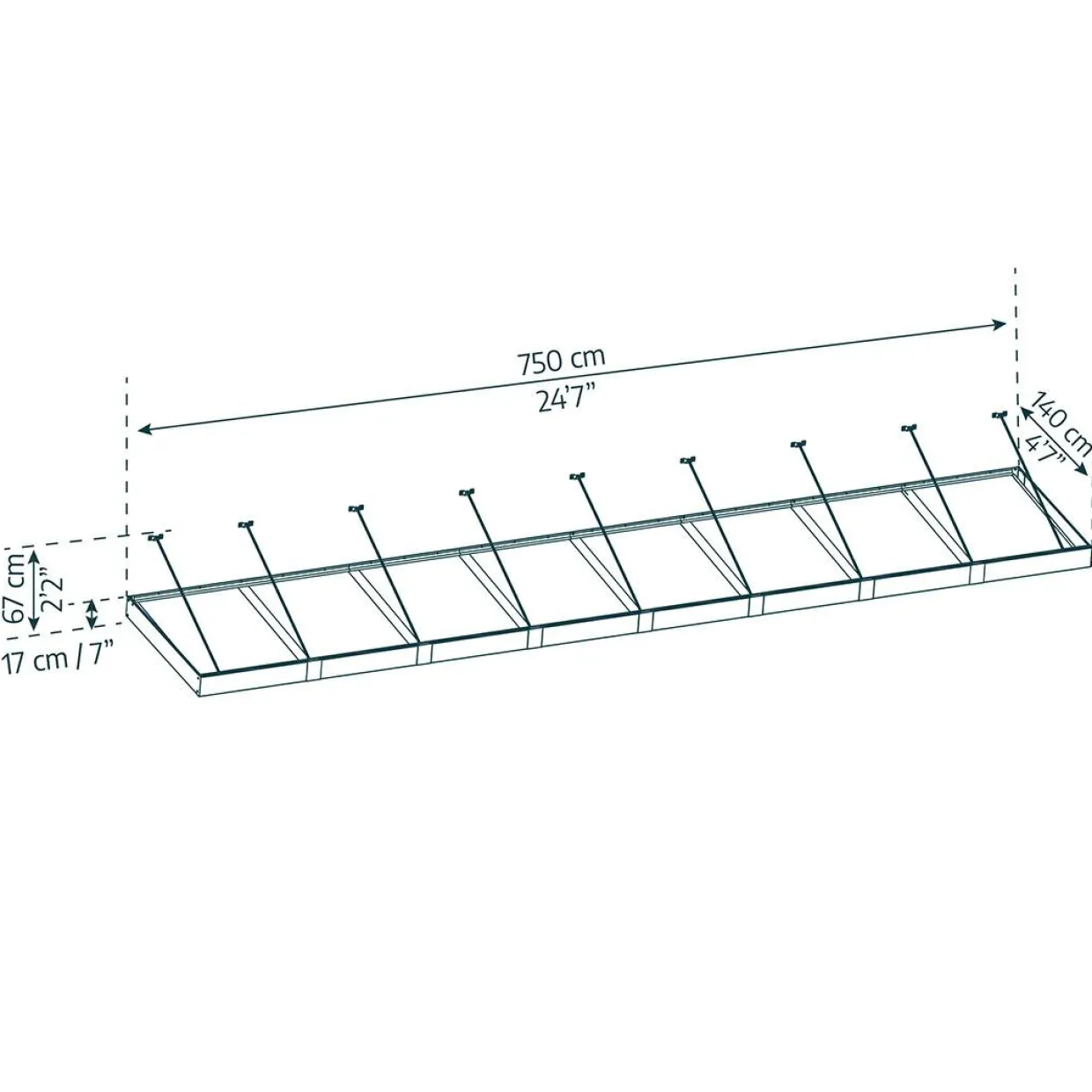 Sophia XL Grå Klar 1,4 X 8 m