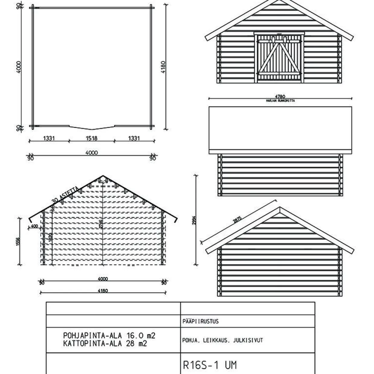 S16 Timmergarage Fasta Vägg 16 m2