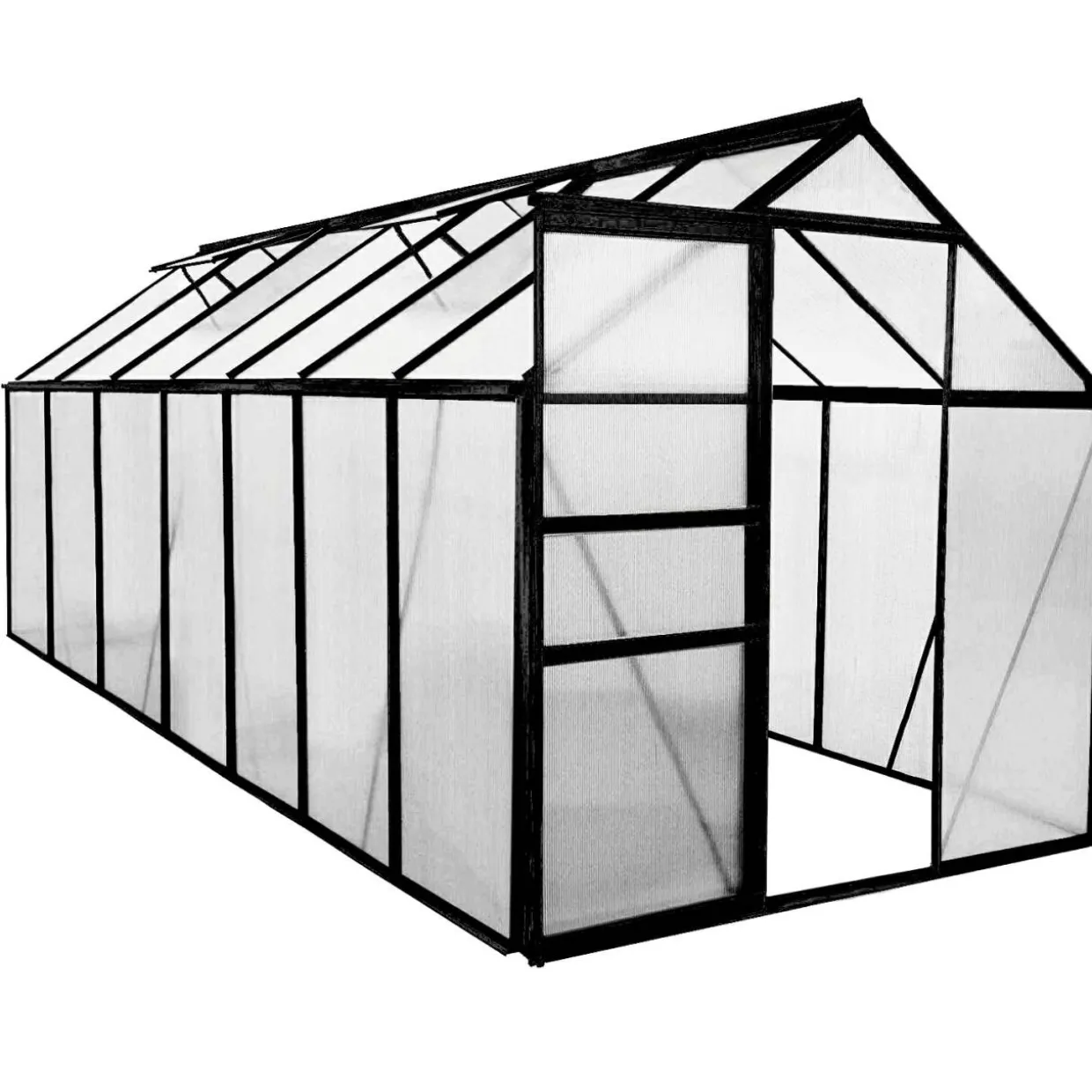 Svart Aluminiumstomme med Skjutdörr & Öppningsbara Polykarbonatfönster, 8,2 m²