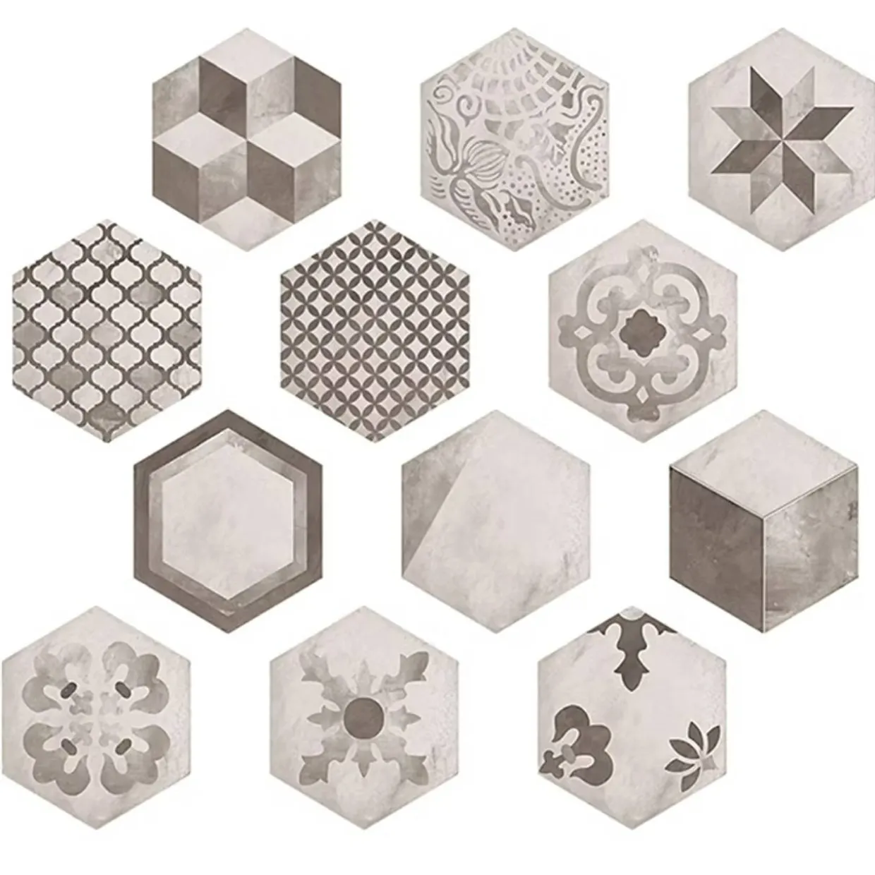 Terra Black Hexagon Mix 22x25 cm